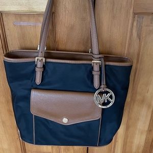 Michael Koss Black Brown Two Tone tote shoulder bag
